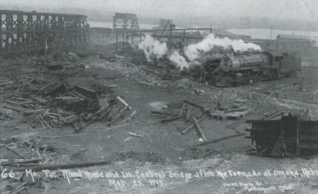 North Omaha Roundhouse after 1913 Easter Sunday tornado