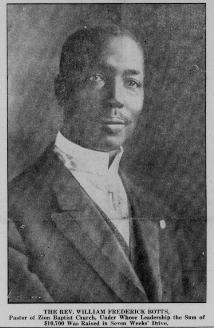 This is Rev William Frederick Botts (1867-1930), the minister of Zion Baptist Church credited with raising much of the money needed to rebuild the church after the 1913 Easter Sunday tornado demolished their original building.