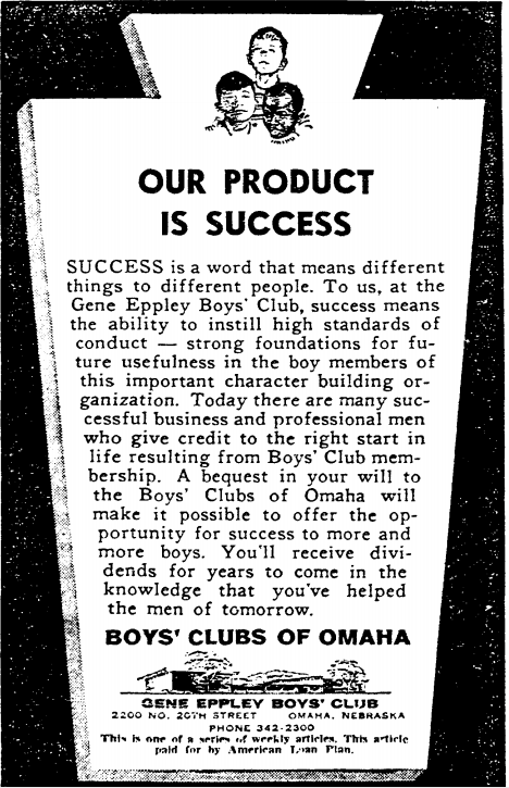 Gene Eppley Boys' Club, 2200 North 20th Street, North Omaha, Nebraska