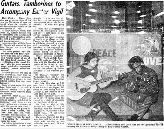 Omaha Sun, "Guitars Tamborines to Accompany Easter Vigil"