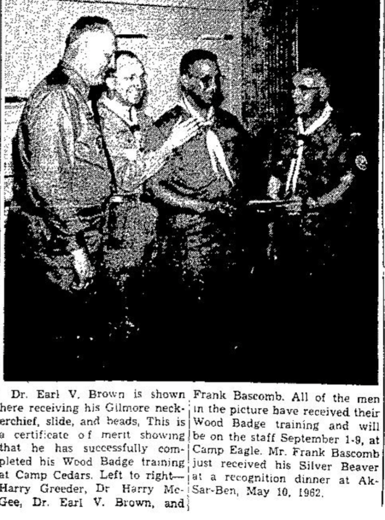 Shown here is Dr. Earl V. Brown, DVM (1919-2005) being presented with an award from the Boy Scouts in 1962.