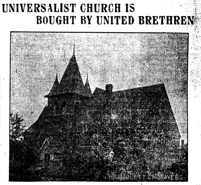 This image is from the Omaha World-Herald on September 5, 1907  newspaper article announcing the purchase of the First Universalist Church in North Omaha by the Hartford Memorial Evangelical United Brethren Church.