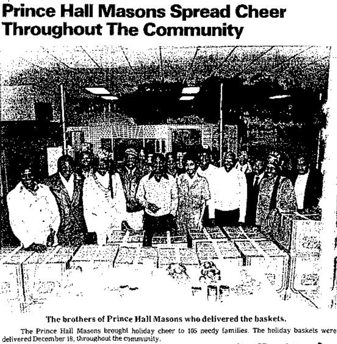 This December 30, 1982 Omaha Star pic shows "Prince Hall Masons Spread Cheer Throughout The Community" in North Omaha