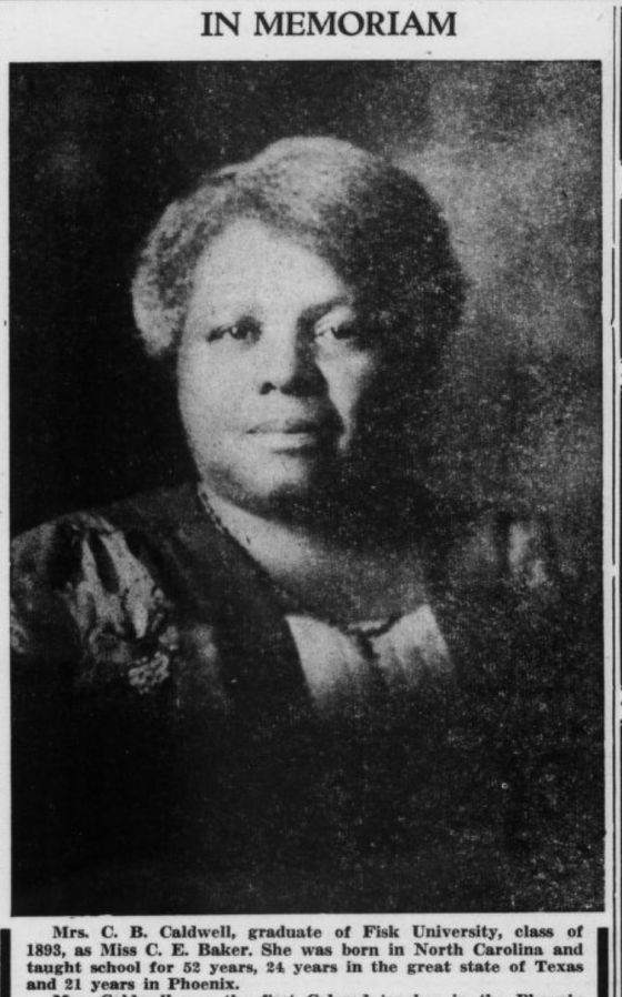 This is Mrs. Comfort Baker Caldwell (1870-1949), the first African American graduate of Omaha High School in Omaha, Nebraska.