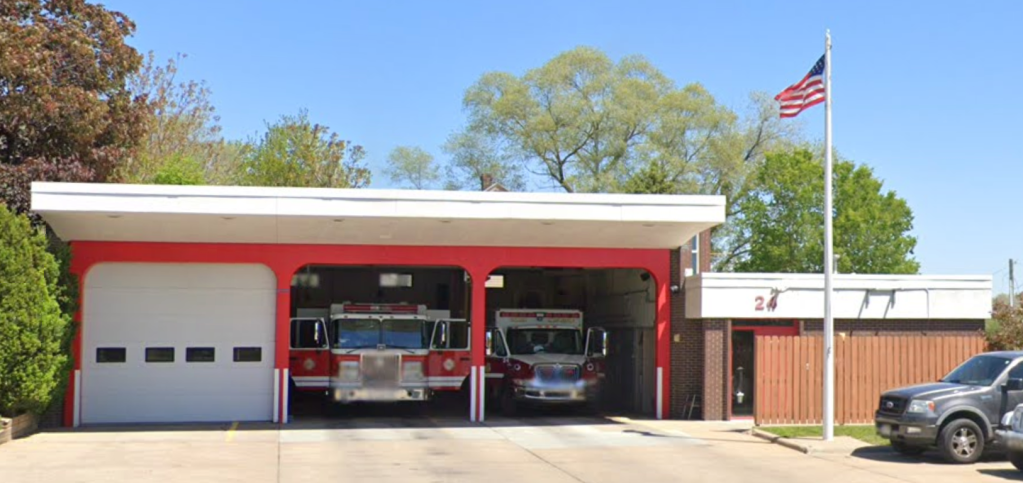 This is Omaha Fire Station #24 at 2304 Fontenelle Boulevard, at the intersection of 45th and Military. It was built in 1966.