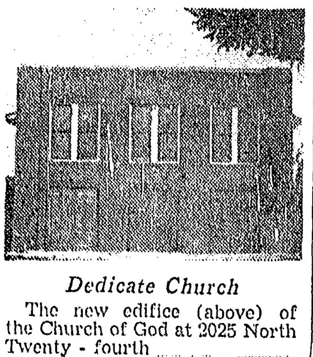 This was the original North 24th Street Church of God at 2025 N. 24th St., as pictured in the Omaha World-Herald at its dedication on July 28, 1945.