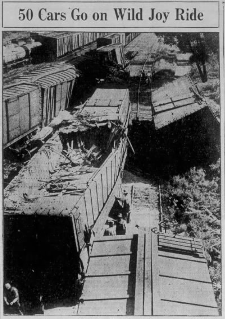 In August 1930, the Omaha Bee-News told the story of some runaway train cars that crashed into the Locust Street Viaduct, causing extensive damage.