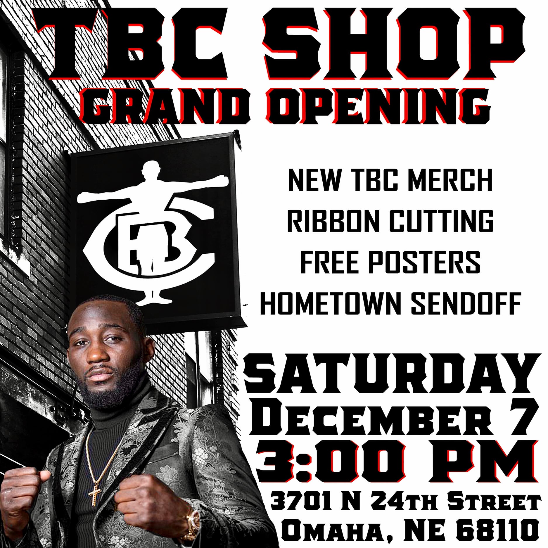This flyer is from the opening day of the TBC Shop at 24th and Pratt in 2019.